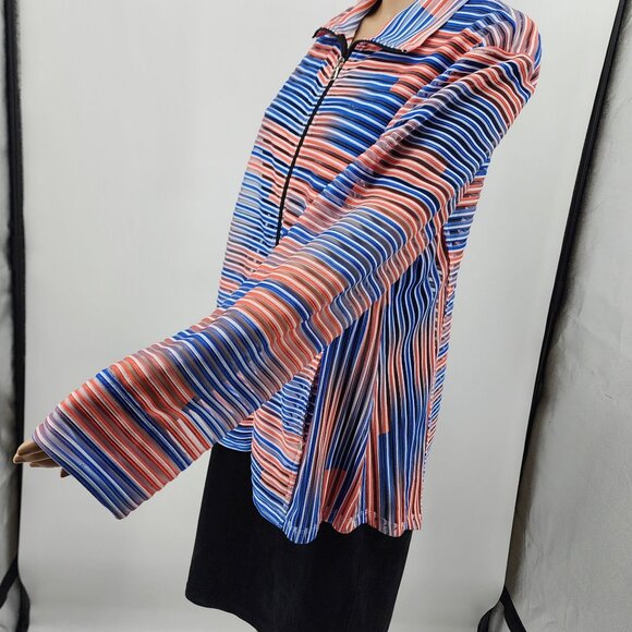 Erin London Size XL Womens Striped Sheer Full Zip Jacket 44in Chest - Picture 6 of 10